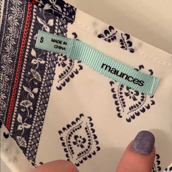 Maurices White, Blue & Red Handkerchief Hem Tunic Tank - Small - Picture 12 of 16